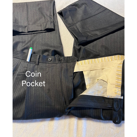 Ermenegilzo Zegna Trofeo Mens 46R 36x29 ROMA Gray Stripe Flannel Suit 3/2 Roll - Picture 7 of 16